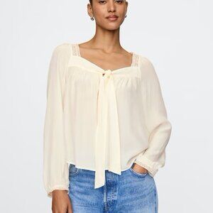 Square-Neck Bow Cropped Top - GAP